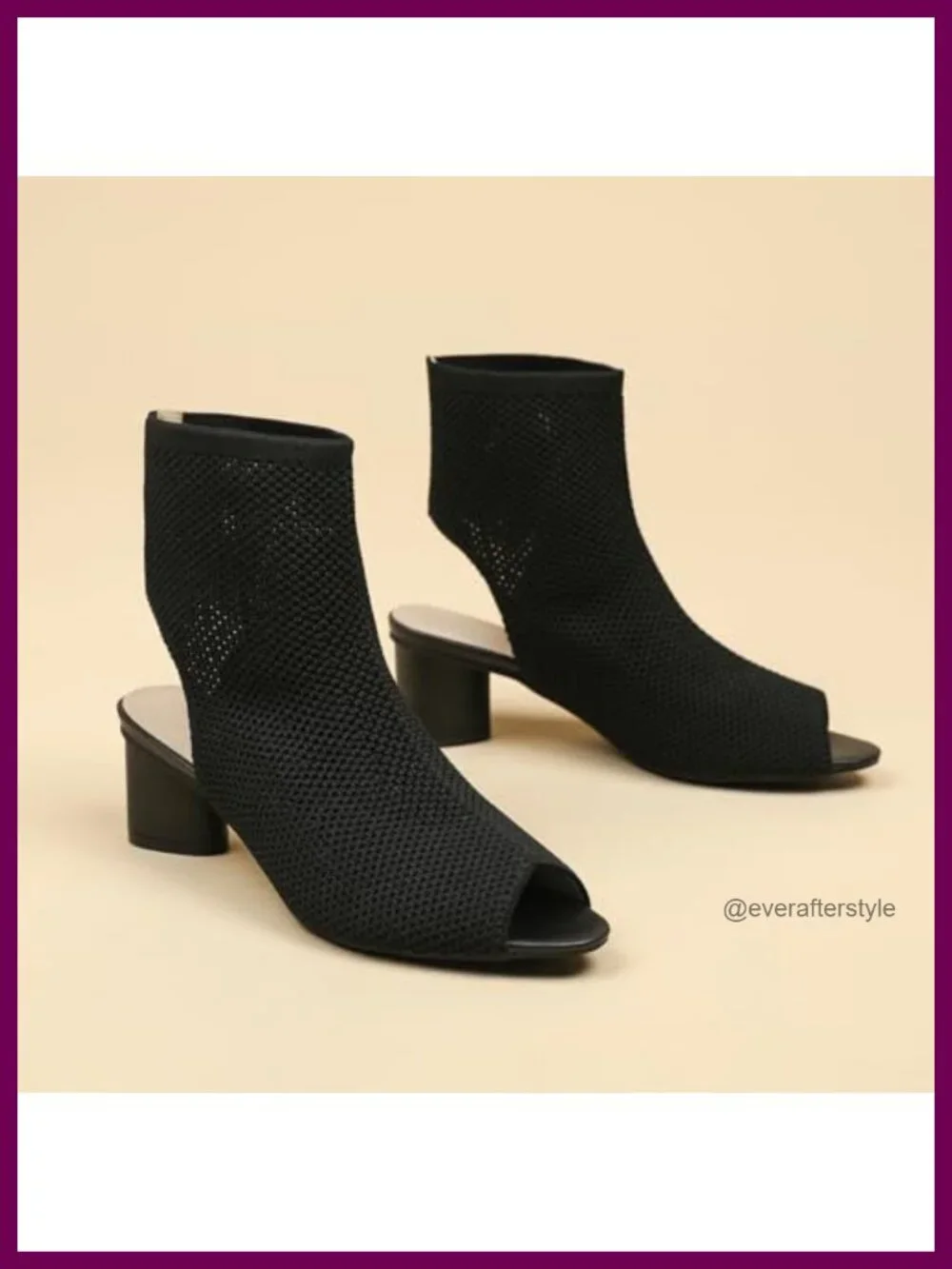 Knit Peep Toe Slingback Chunky Heel Ankle Boots Open Pointed Toe Hollow Heeled